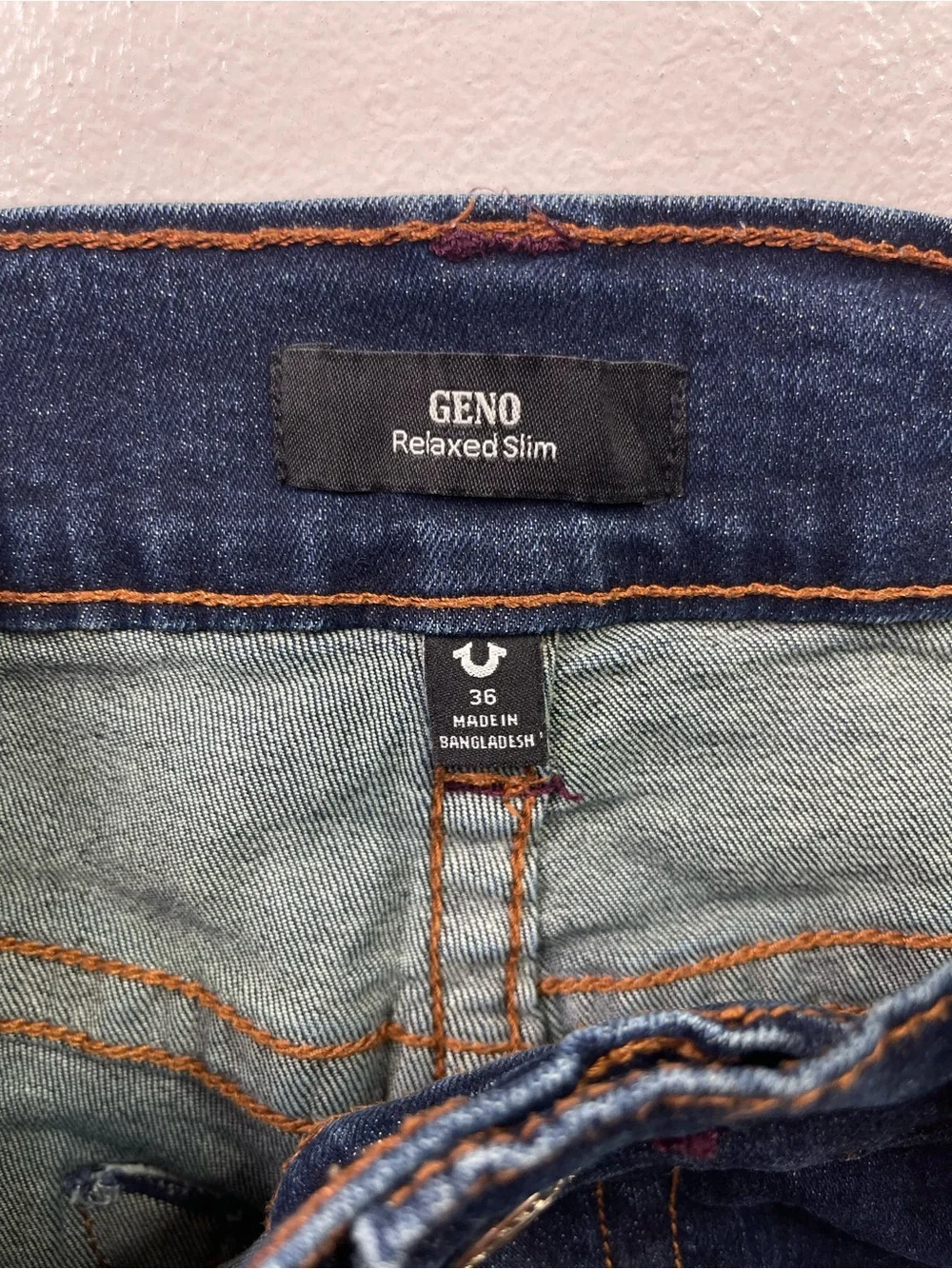 True Religion Geno Slim Fit Dark Wash Stretch Jeans Size 36x34